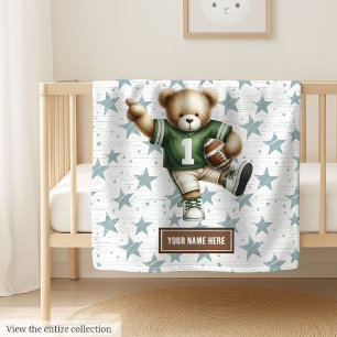 Happy American Football Teddy Bär Custom Kids Fleecedecke