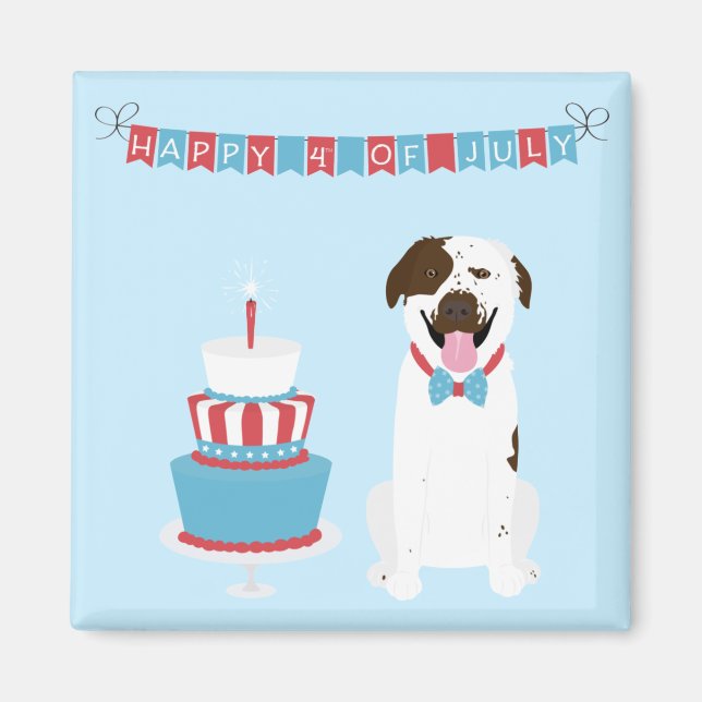 Happy Amerikanische Unabhängigkeitstag Dog Red Whi Magnet (Vorne)