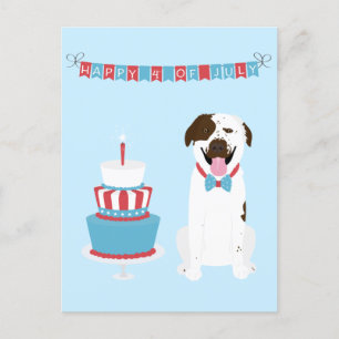 Happy Amerikanische Unabhängigkeitstag Dog Red Whi Postkarte