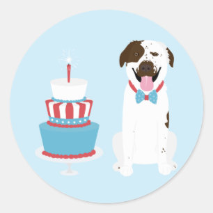 Happy Amerikanische Unabhängigkeitstag Dog Red Whi Runder Aufkleber