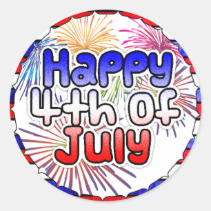 Happy Amerikanische Unabhängigkeitstag Fireworks S Runder Aufkleber