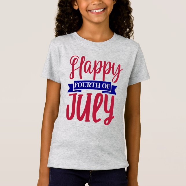 Happy Amerikanische Unabhängigkeitstag Girls T-Shirt (Vorderseite)
