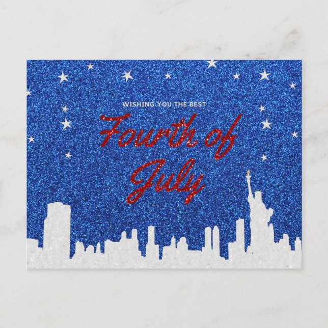 Happy Amerikanische Unabhängigkeitstag Glitzer Postkarte (Vorderseite)