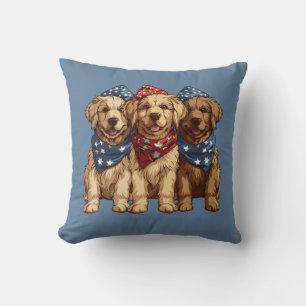 Happy Amerikanische Unabhängigkeitstag Golden Retr Kissen