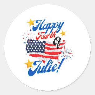 Happy Amerikanische Unabhängigkeitstag Julie 4. Un Runder Aufkleber