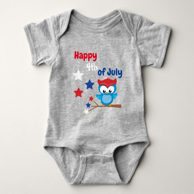 Happy Amerikanische Unabhängigkeitstag Patriotic O Baby Strampler (Vorderseite)