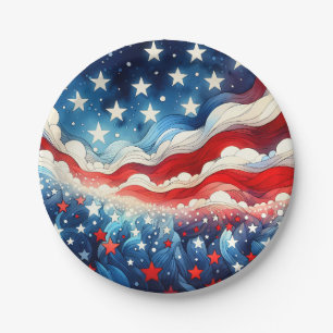 Happy Amerikanische Unabhängigkeitstag Patriotis Pappteller