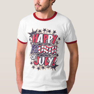 Happy Amerikanische Unabhängigkeitstag Ringer T - T-Shirt