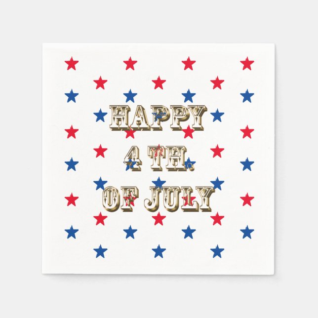 Happy amerikanische Unabhängigkeitstag Rot-Blau-St Serviette (Vorderseite)