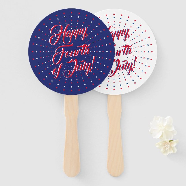 Happy Amerikanische Unabhängigkeitstag Rot-Weiß Ma Fächer (Vorne und Hinten)