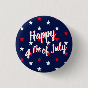 Happy amerikanische Unabhängigkeitstag, Rot-Weiß-S Button
