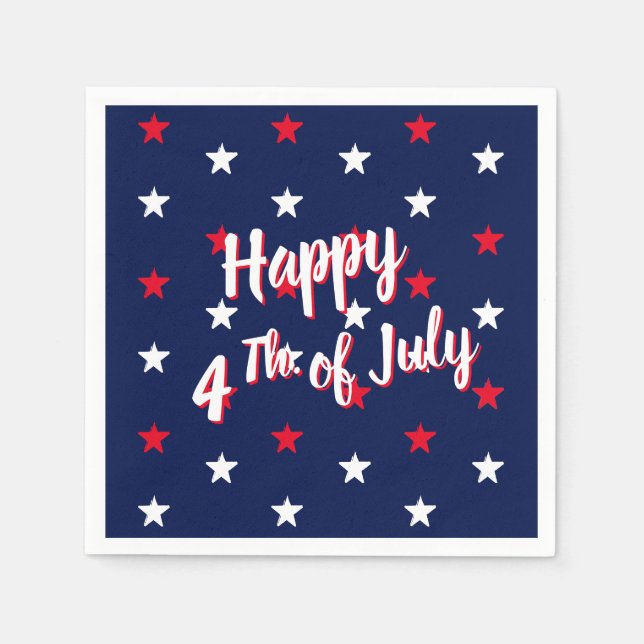 Happy amerikanische Unabhängigkeitstag Rot-Weiß un Serviette (Vorderseite)