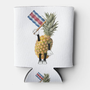 Happy Ananas schweben eine costa-ricanische Flagge Dosenkühler