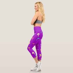 Happy and Bright Palm Trees Lila Capri Leggings