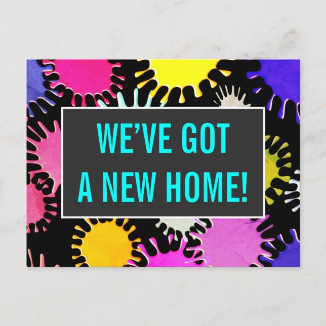 Happy and Fun New Zuhause Postcard Ankündigungspostkarte (Vorderseite)