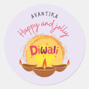 Happy and jolly Diwali anpassbar Runder Aufkleber