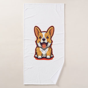 Happy and Niedlich Corgi - Adorable Design for Dog Badehandtuch