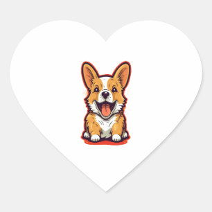 Happy and Niedlich Corgi - Adorable Design for Dog Herz-Aufkleber