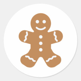 Happy and Niedlich Gingerbread Man Runder Aufkleber