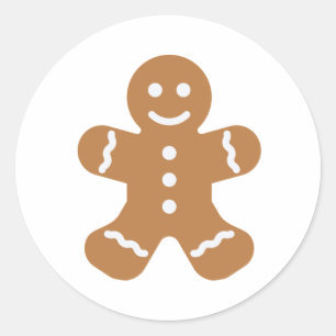 Happy and Niedlich Gingerbread Man Runder Aufkleber