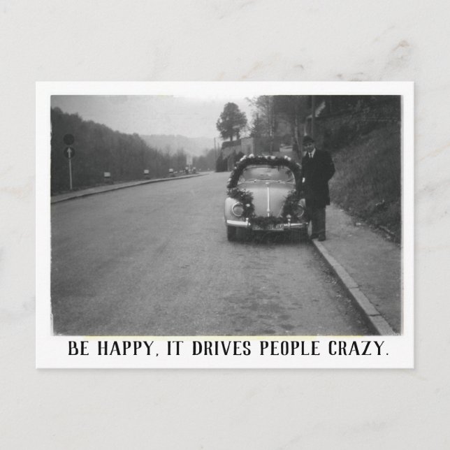 Happy and Vintag Automobile Postkarte (Vorderseite)