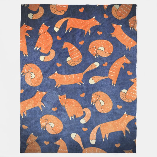 Happy-animal-fox-Muster Fleecedecke (Vorderseite)