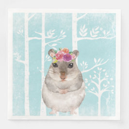 Happy Animal mit Blume in Blue Forest Hamster Serviette