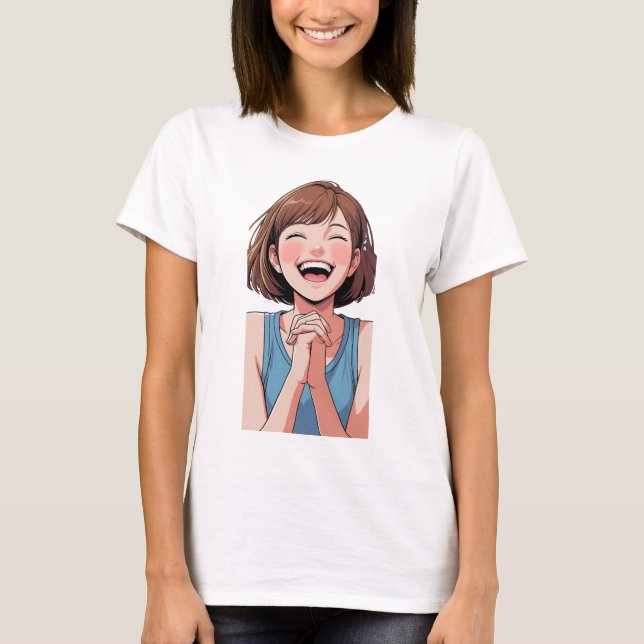 Happy Anime Aesthetic Vector T-Shirt (Vorderseite)
