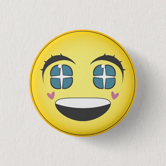 Happy Animes Gesicht Button (Vorderseite)