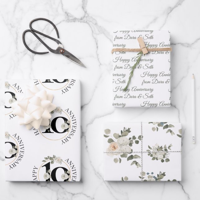 Happy Anniversary 10 Jahre Custom Geschenkpapier Set (Vorderseite)