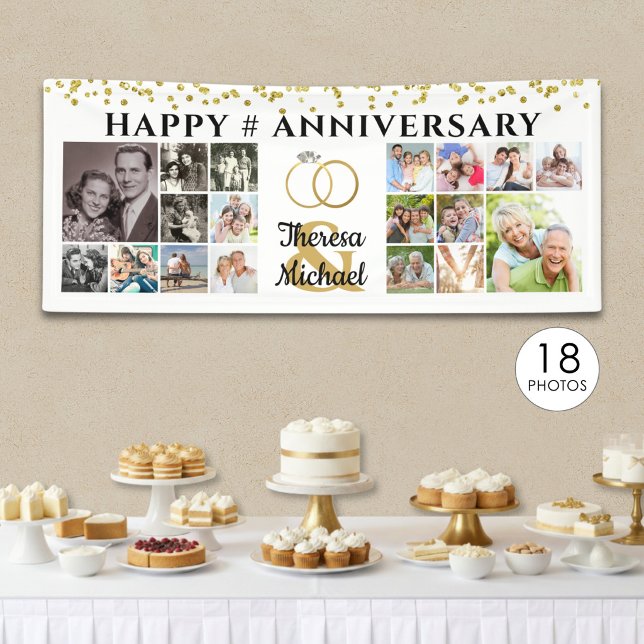Happy Anniversary 18 Foto Collage Custom Banner (Von Creator hochgeladen)