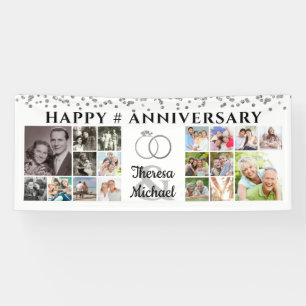 Happy Anniversary 18 Foto Collage Custom Silver Banner