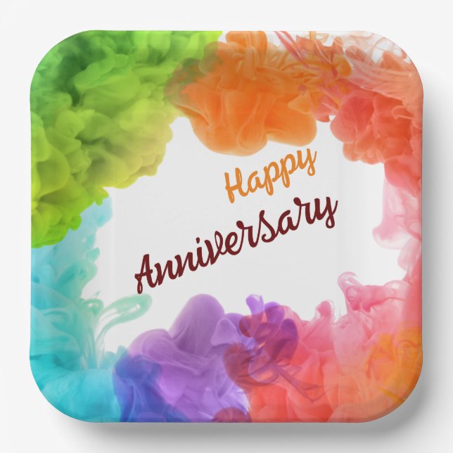 Happy Anniversary 9" Square Paper Plate Pappteller (Vorderseite)