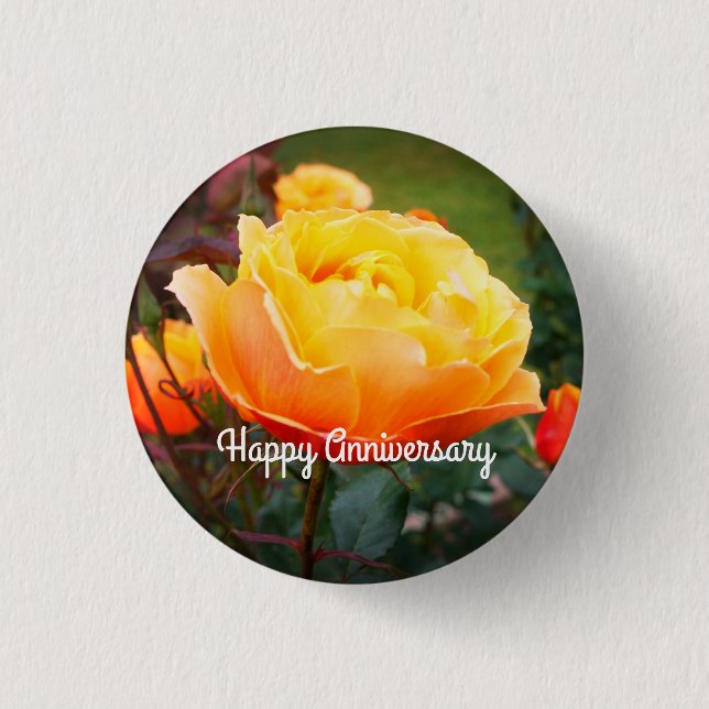 Happy Anniversary About Face Rose #2 Button (Vorderseite)