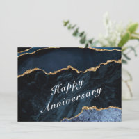 Happy Anniversary - Agate Navy Blue Gold Edelstein