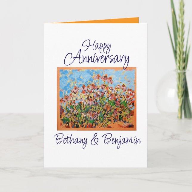 Happy Anniversary Best Wishs Coneflowers Karte (Vorderseite)