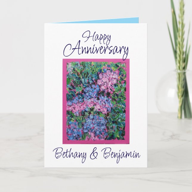 Happy Anniversary Best wünscht gemütliche Hydrange Karte (Vorderseite)