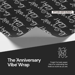 Happy Anniversary Black & White Wrapping Paper Geschenkpapier