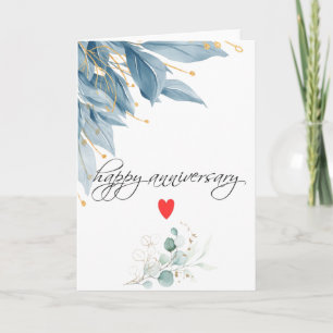 Happy Anniversary Blue Floral Karte
