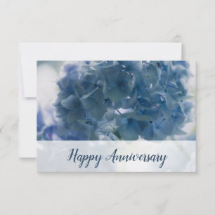 Happy Anniversary Blue Hydrangea Foto Note Card Mitteilungskarte