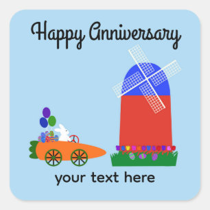 Happy Anniversary Bunny Carrot Car #4 Stickers