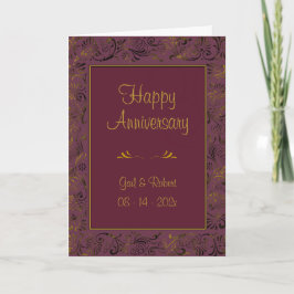 Happy Anniversary Burgundy Gold Karte