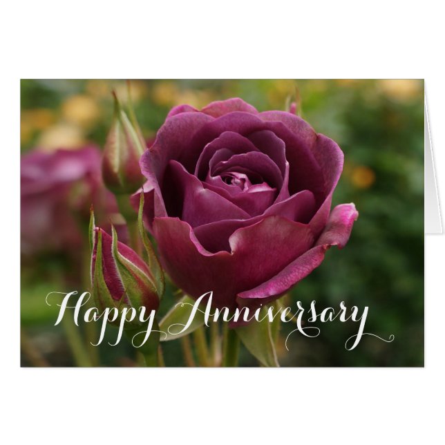 Happy Anniversary Burgundy Iceberg Rose #1-2 Card (Vorderseite (Horizontal))