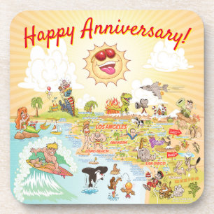 Happy Anniversary California Plastic Untersetzer