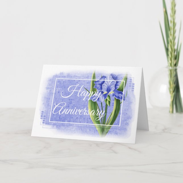 Happy Anniversary Card - Blue Iris d1 Karte (Vorderseite)
