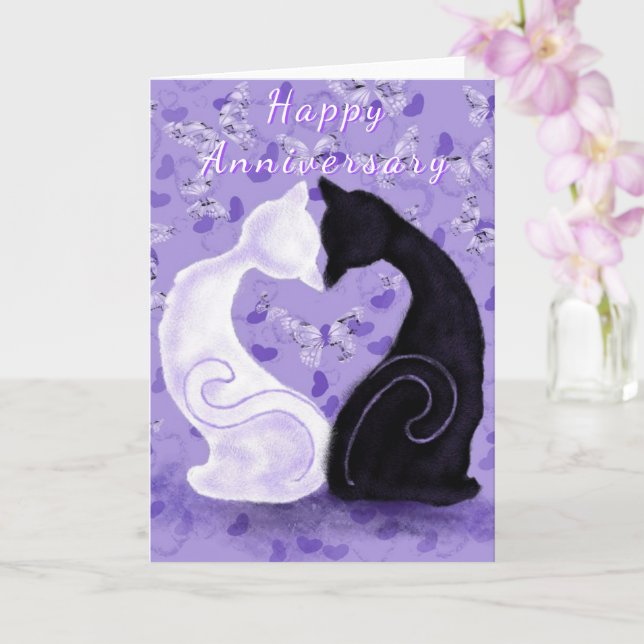 Happy Anniversary Card Cat Couple Schöne Liebe Karte (Orchidee)
