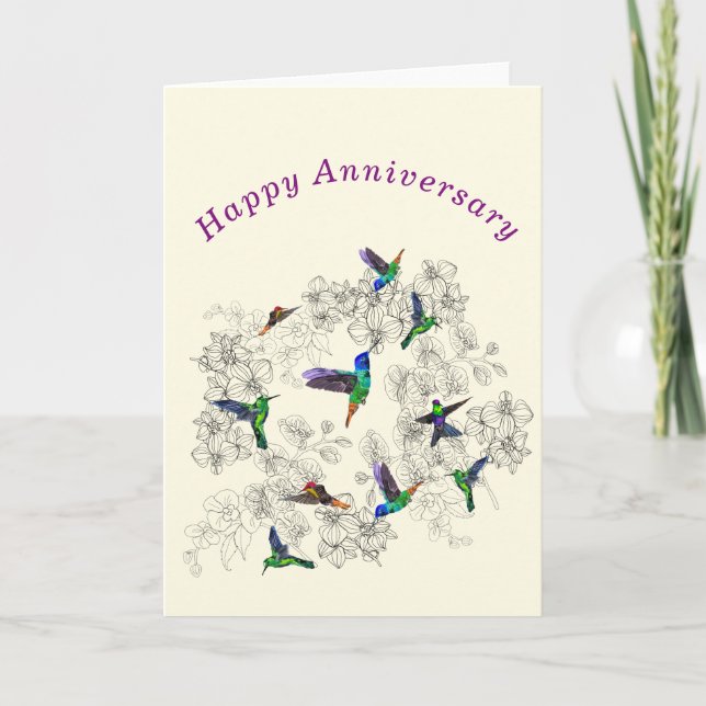 Happy Anniversary Card Flying Spring Birds Karte (Vorderseite)
