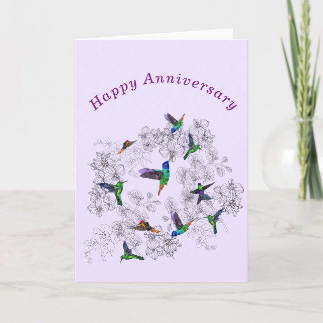 Happy Anniversary Card Frühjahr Vögel fliegen Karte (Vorderseite)