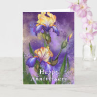 Happy Anniversary Card Lila Iris-Blume