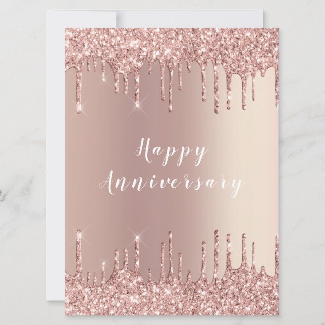 Happy Anniversary Card Rose Blush Glitzer Tropfen (Vorderseite)